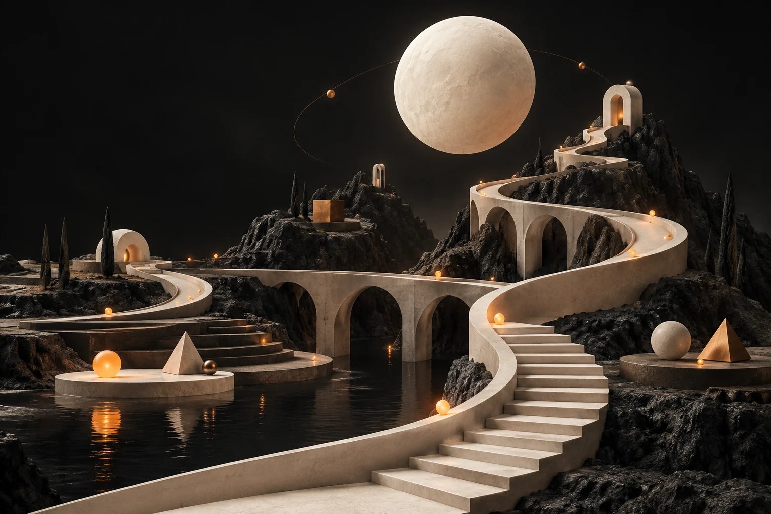Concept artwork of a winding learning path